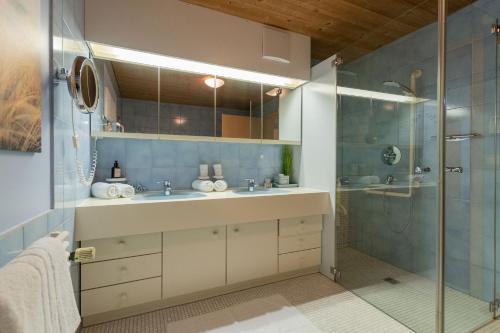 梅劳Haus Helena的一间带水槽和淋浴的浴室