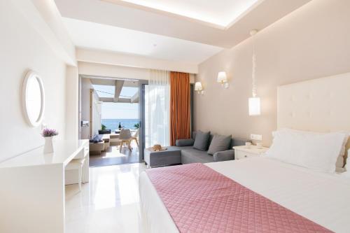 阿齐欧斯·贡多斯Agios Gordios Beach Resort的一间卧室设有一张床和一间客厅。