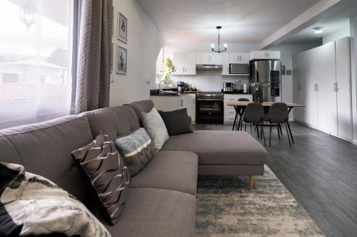 克萨尔特南戈Apartamento acogedor y minimalista.的带沙发的客厅和厨房