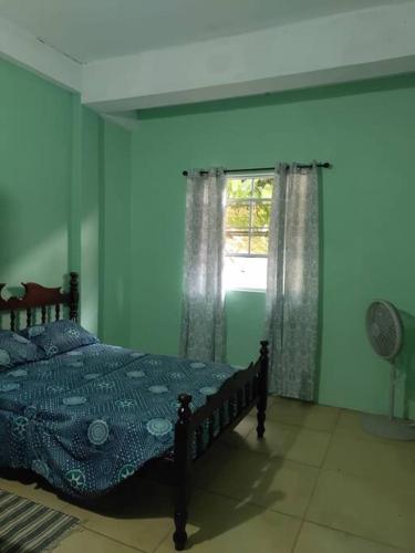 苏弗里耶尔The Ultimate Escape的蓝色的卧室设有床和窗户