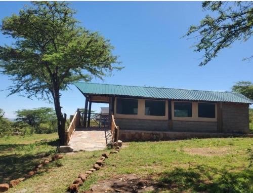 Sekenanisunrise mara safari camp的前面有一棵树的房子