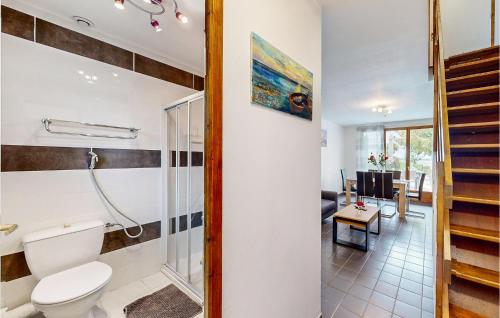 梅斯尼圣佩尔梅斯尼街圣皮尔波特度假屋的一间带卫生间和步入式淋浴间的浴室