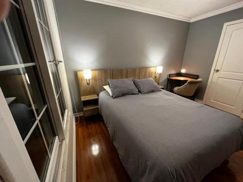 圣地亚哥APARTAMENTO PROVIDENCIA的一间卧室配有一张带两个枕头的床