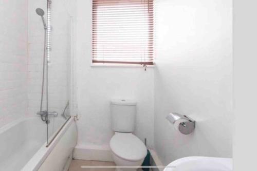 滨海利Seaside Property的白色的浴室设有卫生间和浴缸。