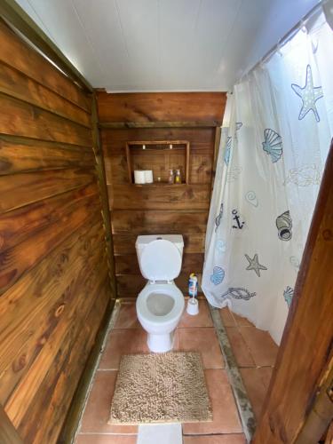法勒Fare Tahima的小木屋内带卫生间的浴室