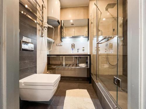 敖德萨12楼公寓酒店的一间带卫生间和淋浴的浴室
