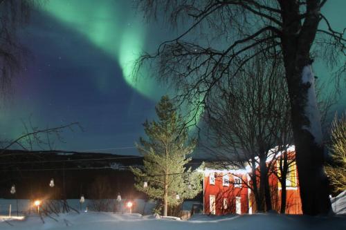 RamseleCozy Zweeds huis met openhaard en grote tuin的天空中一束光明的光芒