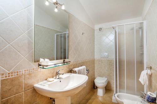 阿列恩图培特利马里尼酒店的一间带水槽、卫生间和镜子的浴室