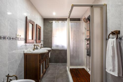 莫特里尔Villa Torres Motril的一间带水槽和淋浴的浴室