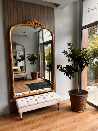 基扬古尔雷斯迪家巴黎奎炎库尔的镜子坐在房间长凳上