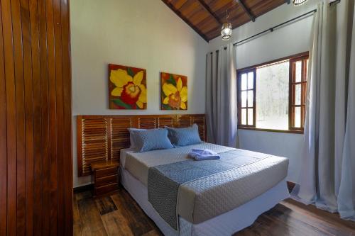 特雷索波利斯Art Green Teresópolis的一间卧室设有一张床和一个窗口