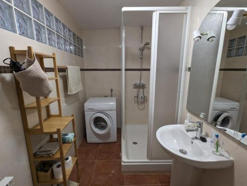 塔拉戈纳La Paloma的一间带水槽和洗衣机的浴室