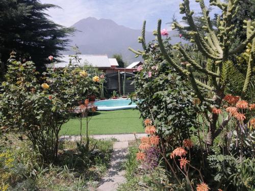 Cajon del MaipoCASA kuntur的一座带游泳池的花园