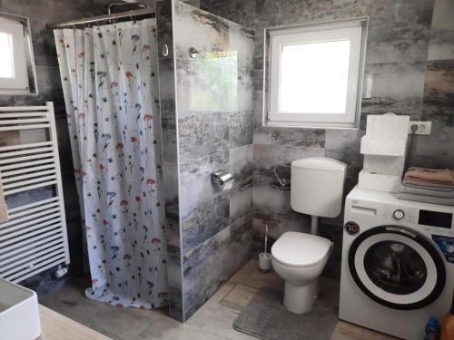 塞科夫列Studio Primani的一间带卫生间和洗衣机的浴室
