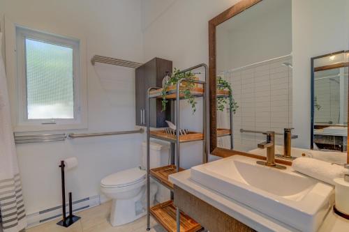 彻特西Chalet Orkidea的一间带水槽、卫生间和镜子的浴室