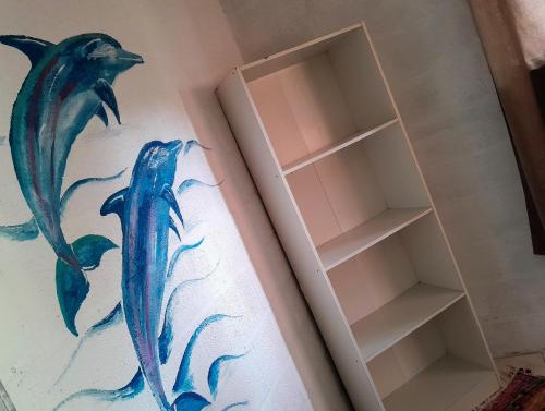San LuisAmor amor的墙上书架,画着海豚