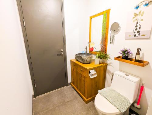 巴淡岛中心Lovina 27-AB at One Residence(near Ferry & Megamall)的一间带卫生间和水槽的浴室