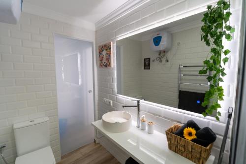 阿里纳加Sunny Winter Arinaga的白色的浴室设有水槽和镜子