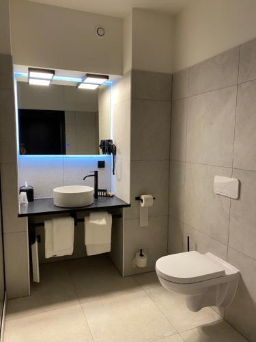 哈斯罗德布瑞伯格酒店的一间带水槽、卫生间和镜子的浴室