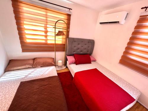 巴科洛德Nyssa Crib 2BR Whole Townhouse Camella Bacolod South的一间小卧室,配有两张床和窗户