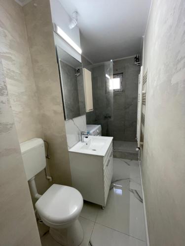 康斯坦察Apartament 2 camere的浴室配有白色卫生间和盥洗盆。
