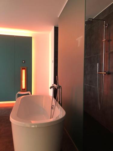 赫罗本东克水上阁楼住宿加早餐旅馆的设有带浴缸和淋浴的浴室。