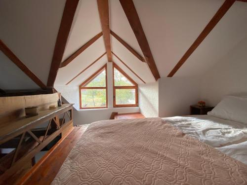BoljevacMitrović的一间卧室设有一张大床和一个窗户。