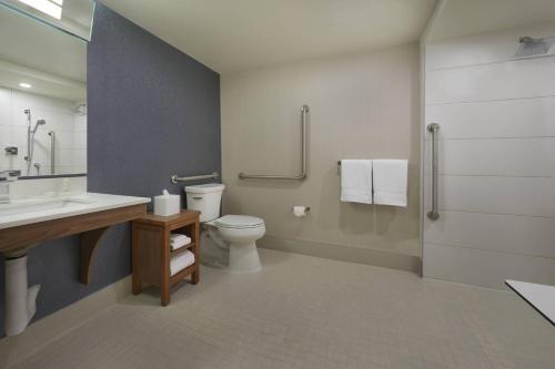 奥沙瓦Courtyard by Marriott Oshawa的浴室配有卫生间、盥洗盆和淋浴。