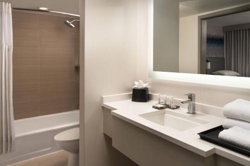 科斯塔梅萨科斯塔梅萨万豪酒店的一间带水槽、卫生间和镜子的浴室