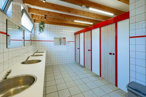 OorsbeekFamily Woodlodge High Chaparral的浴室设有2个水槽和2面镜子