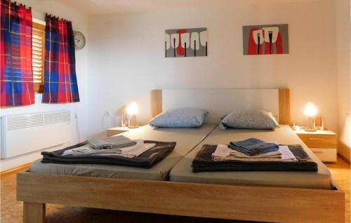 NetretićStunning Home In Netretic With Wi-fi的一间卧室配有一张带两个枕头的床