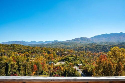 加特林堡Modern Cabin near Smoky Mountain National Park的秋天森林的景象