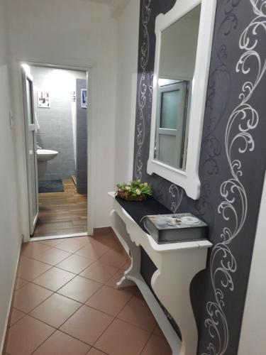 弗尔沙茨Stan na dan DUNJA 2的一间带水槽和镜子的浴室