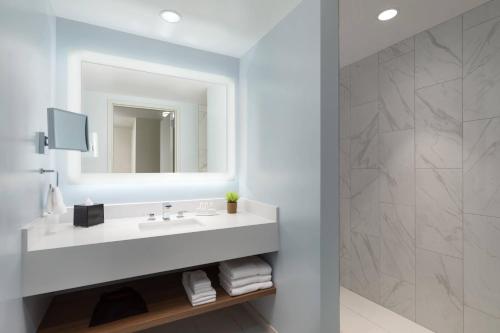 剑桥波士顿剑桥万怡酒店的浴室设有白色水槽和镜子