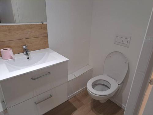 土伦195, studette porte d'Italie rue populaire.的浴室配有白色卫生间和盥洗盆。