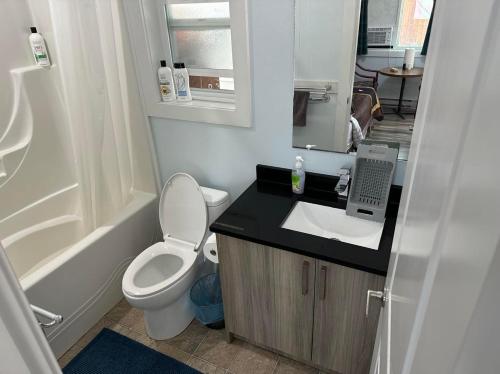 阿伯茨福德Guest Suite Private Retreat- Honeymoon Suite- J-1的一间带卫生间和水槽的小浴室