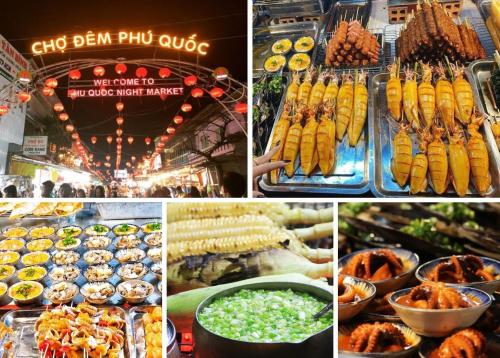 富国Light House Phú Quốc的市场中不同食物图片的拼贴