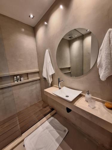耶尔瓦布埃纳Departamento Premium 2 personas con cochera的一间带水槽和镜子的浴室