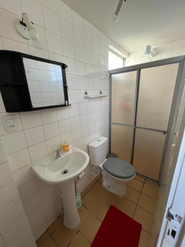 累西腓Suite aconchegante na Torre的一间带水槽和卫生间的浴室