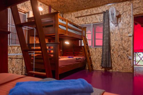 库德岛库德岛宿舍间旅舍的一间卧室配有带梯子的双层床