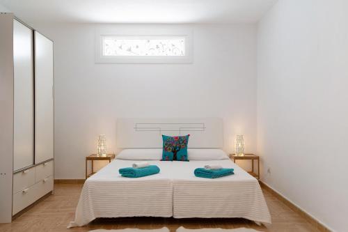 蒂纳霍Casa Rosi的一间卧室配有一张带两个枕头的床