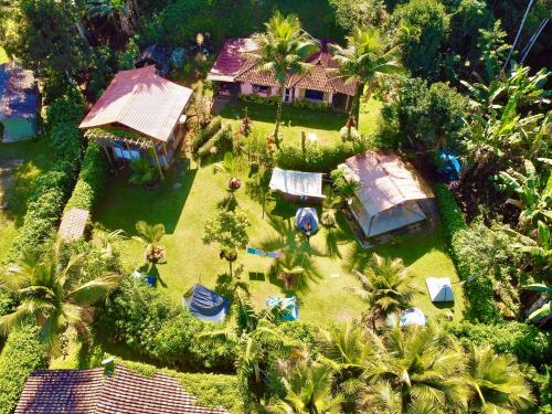 帕拉蒂FLORA Praia do Sono Lodge & Trekking的享有棕榈树庭院的空中景致