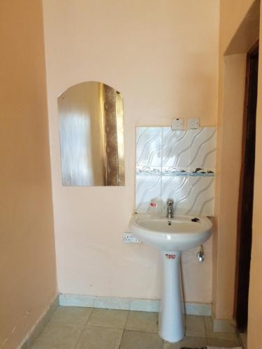 纳库鲁Allamanda Gardens Resort的一间带水槽和镜子的浴室