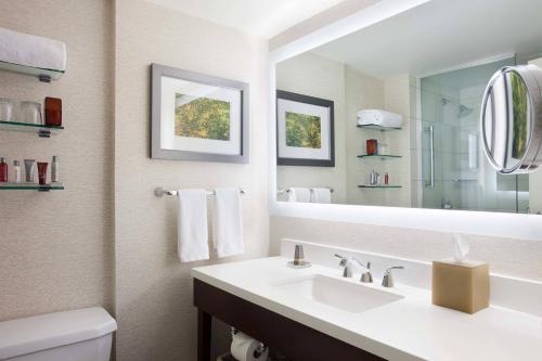 坦帕坦帕机场万豪酒店的一间带水槽和镜子的浴室