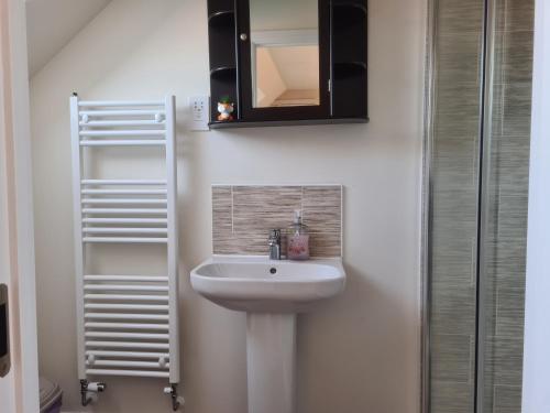 SunningwellSky's Haven的浴室设有白色水槽和镜子