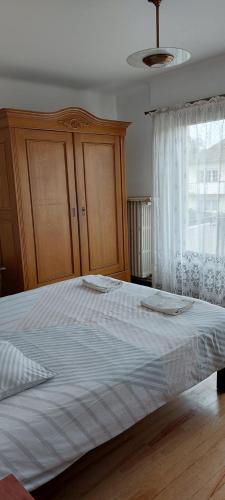 斯特拉斯堡Ducs d'Alsace的卧室内的一张大床,设有窗户