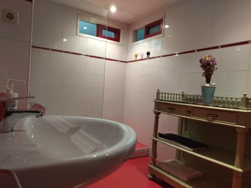 塞尔塞迪利亚Loft Puerto de Navacerrada的带浴缸和盥洗盆的浴室