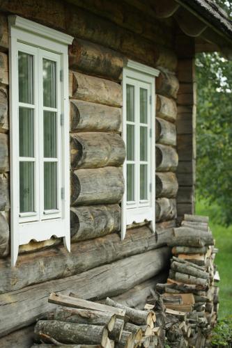 特尔希艾Auksinio elnio dvaras的小木屋一侧的2扇窗户