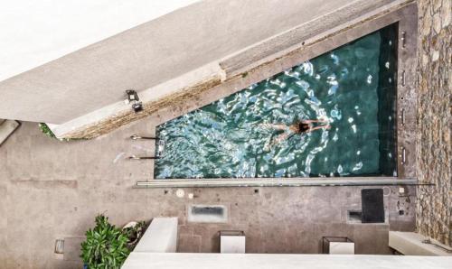 雅典雅典艺术酒店的在游泳池里游泳的人