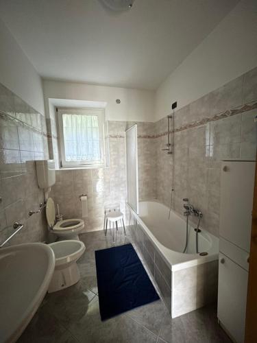 布伦托尼科CA' EDDA APPARTAMENTO ANNA的带浴缸、卫生间和浴缸的浴室。